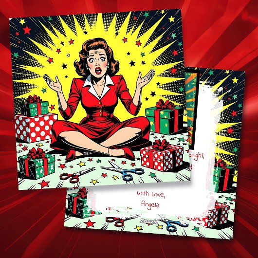 Funny Christmas, Coffee and Panic Retro Humorous Feestdagenkaart