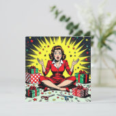 Funny Christmas, Coffee and Panic Retro Humorous Feestdagenkaart (Staand voorkant)