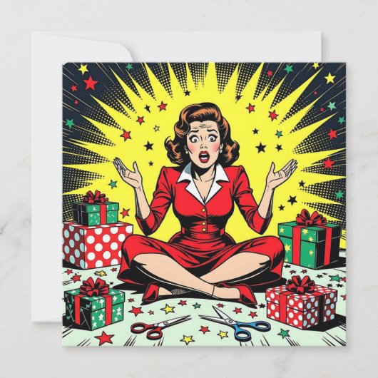 Funny Christmas, Coffee and Panic Retro Humorous Feestdagenkaart (Voorkant)