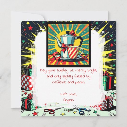 Funny Christmas, Coffee and Panic Retro Humorous Feestdagenkaart (Achterkant)