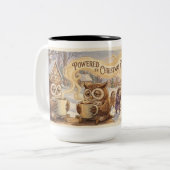 Funny Christmas Coffee Mug – Powered by Christmas Tweekleurige Koffiemok (Voorkant links)