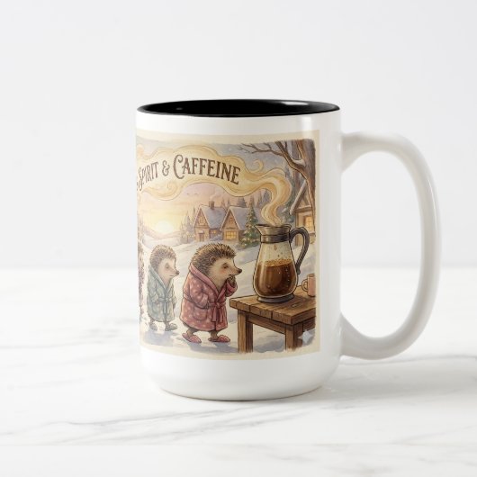 Funny Christmas Coffee Mug – Powered by Christmas Tweekleurige Koffiemok (Rechts)
