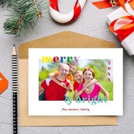 Funny Christmas Colorful Brightest Photo Family Feestdagenkaart
