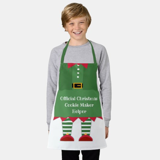 Funny Christmas Cookie Maker Helper Elf Green Red Schort (Gedragen)