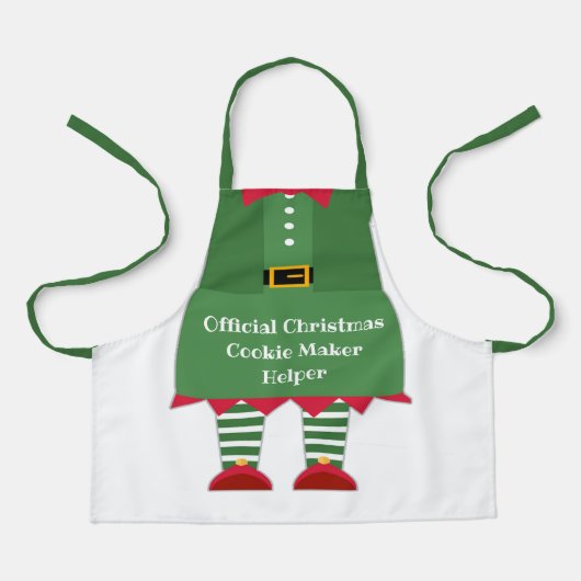 Funny Christmas Cookie Maker Helper Elf Green Red Schort (Voorkant)
