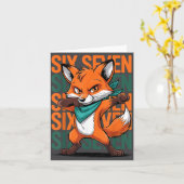 Funny Christmas Cool Fox Dabbing Xmas Dab Six Seve Kaart (Gele Bloem)