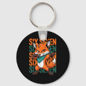 Funny Christmas Cool Fox Dabbing Xmas Dab Six Seve Sleutelhanger (Voorkant)