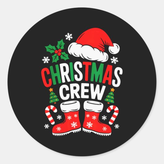 Funny Christmas Crew Xmas Squad Santa Family Pajam Ronde Sticker (Voorkant)