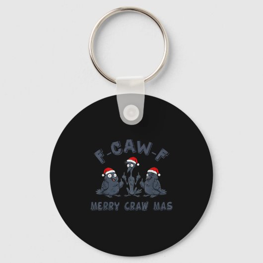 Funny Christmas Crow Graphic – F-caw-f Merry Craw  Sleutelhanger (Voorkant)