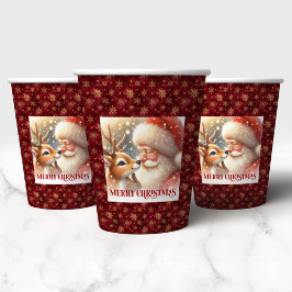 Funny Christmas Cups with Santa Claus and Rudolph Papieren Bekers