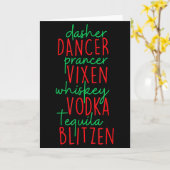 Funny Christmas Dasher Dancer Prancer Vixen Whiske Kaart (Gele Bloem)