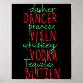 Funny Christmas Dasher Dancer Prancer Vixen Whiske Poster (Voorkant)