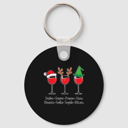 Funny Christmas Dasher Dancer Prancer Vixen Whiske Sleutelhanger (Voorkant)