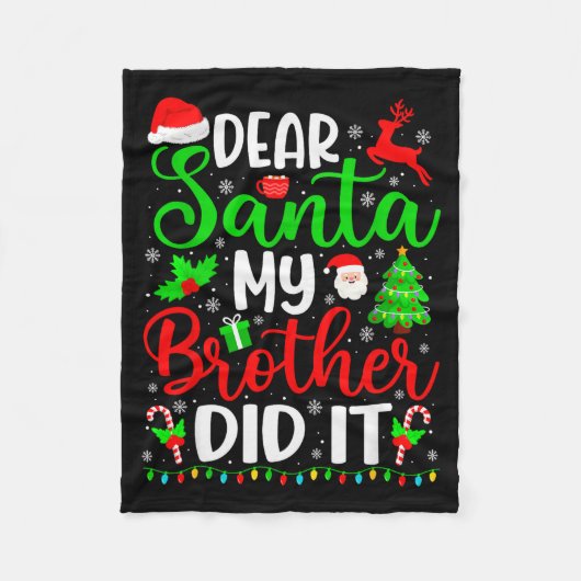 Funny Christmas Dear Santa My Brother Did It Men B Fleece Deken (Voorkant)