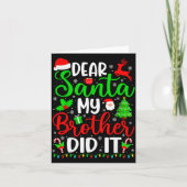 Funny Christmas Dear Santa My Brother Did It Men B Kaart (Voorkant)