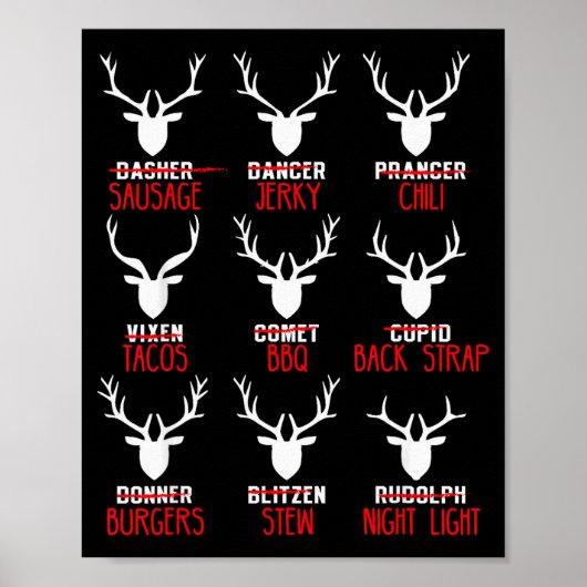 Funny Christmas Deer Hunters All Of Santa's Reinde Poster (Voorkant)