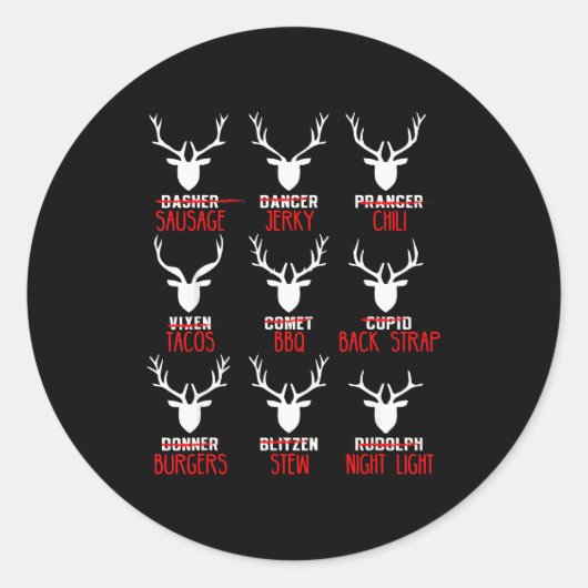 Funny Christmas Deer Hunters All Of Santa's Reinde Ronde Sticker (Voorkant)