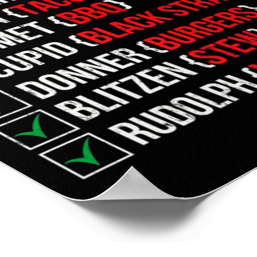 Funny Christmas Deer Hunters Santas Reindeer Meat Poster (Hoek)