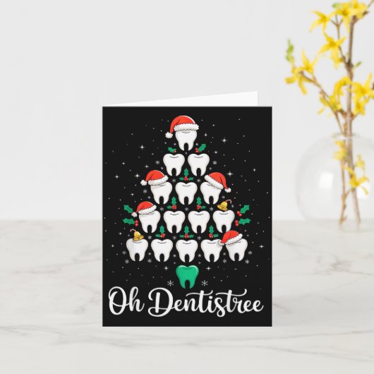 Funny Christmas Dentist Xmas Dental Oh Dentistree  Kaart (Gele Bloem)