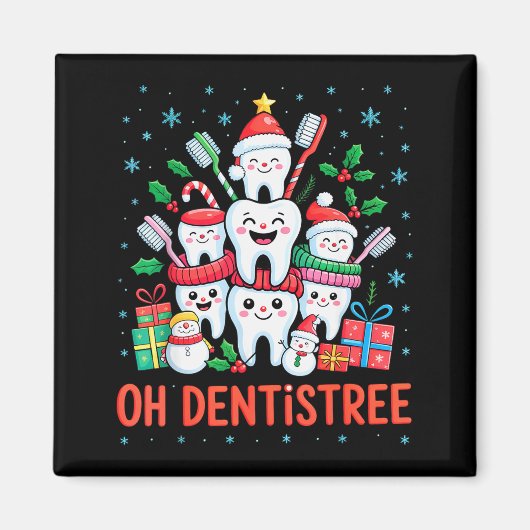 Funny Christmas Dentist Xmas Dental Oh Dentistree  Magneet (Voorkant)