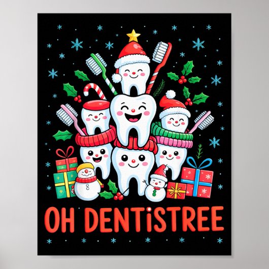 Funny Christmas Dentist Xmas Dental Oh Dentistree Poster (Voorkant)