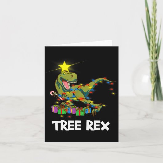 Funny Christmas Dinosaur Tree Rex Men Women Kids G Kaart (Voorkant)