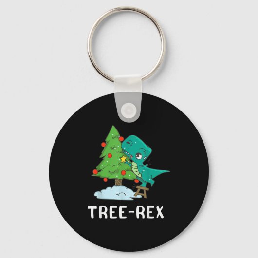 Funny Christmas Dinosaurs Christmas Tree Rex Cute  Sleutelhanger (Voorkant)