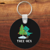 Funny Christmas Dinosaurs Christmas Tree Rex Cute  Sleutelhanger (Voorkant)