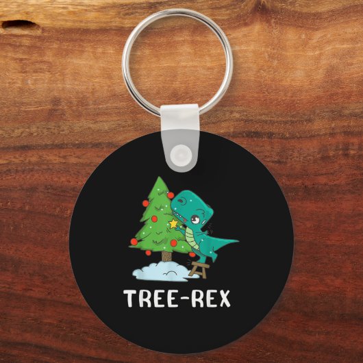 Funny Christmas Dinosaurs Christmas Tree Rex Cute  Sleutelhanger (Voorkant)