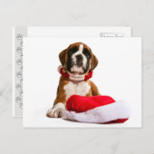 funny Christmas dog Boxer puppy Feestdagenkaart (Voorkant / Achterkant)