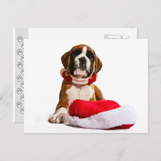 funny Christmas dog Boxer puppy Feestdagenkaart (Voorkant / Achterkant)
