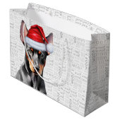 Funny Christmas Dog Doberman Pinscher Woof Words Groot Cadeauzakje (Achterkant Gekanteld)