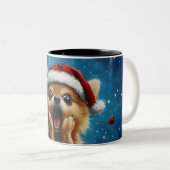 Funny Christmas dog Mugs | Merry Christmas Mug Tweekleurige Koffiemok (Voorkant rechts)