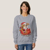 Funny Christmas Dog T-Shirt | Cute Santa Sleigh  (Voorkant volledig)