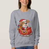 Funny Christmas Dog T-Shirt | Cute Santa Sleigh  (Voorkant)