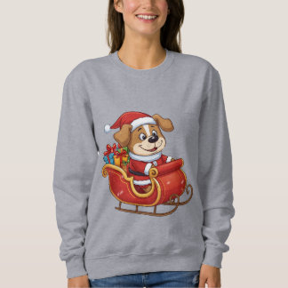 Funny Christmas Dog T-Shirt | Cute Santa Sleigh 