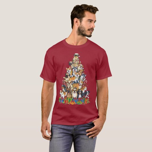 Funny Christmas Dog Tree Design T-shirt (Voorkant volledig)