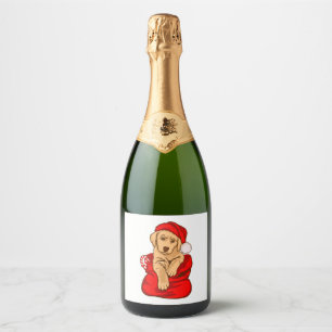 Funny Christmas Dog Xmas Met Honden Sparkling Wijnetiket