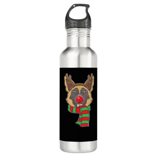 Funny Christmas Dog Xmas Reindeer German Shepherd Waterfles (Voorkant)