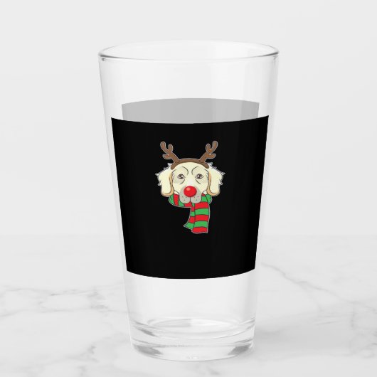 Funny Christmas Dog Xmas Reindeer Golden Retriever Glas (Voorkant)