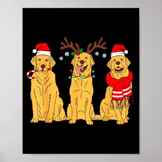 Funny Christmas Dogs Design Dog Christmas Wearing  Poster (Voorkant)