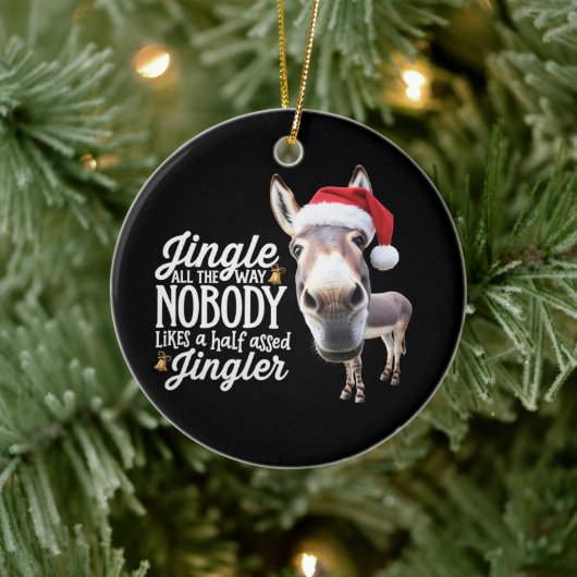 Funny Christmas Donkey Lovers Farm Holiday Animal Keramisch Ornament (Boom)