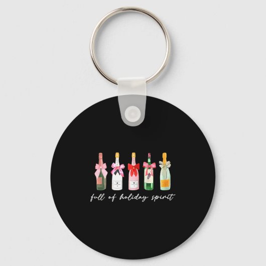 Funny Christmas Drinks Tail Champagne Holiday Srit Sleutelhanger (Voorkant)