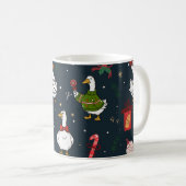 Funny Christmas Ducks Seamless Pattern Koffiemok (Voorkant rechts)