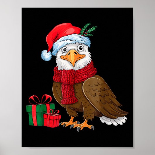 Funny Christmas Eagle Patriotic Bald Eagle With Sa Poster (Voorkant)