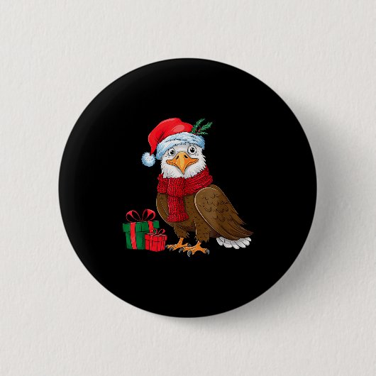 Funny Christmas Eagle Patriotic Bald Eagle With Sa Ronde Button 5,7 Cm (Voorkant)