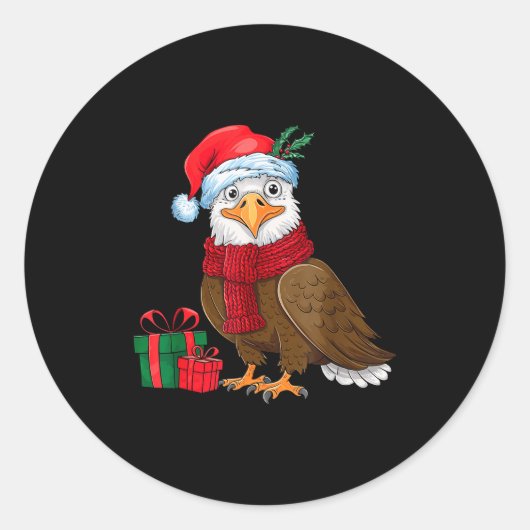 Funny Christmas Eagle Patriotic Bald Eagle With Sa Ronde Sticker (Voorkant)