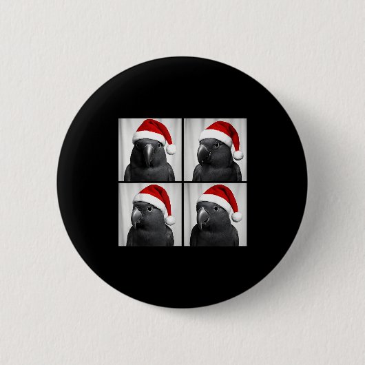Funny Christmas Eclectus Parrot Santa Photo Booth Ronde Button 5,7 Cm (Voorkant)