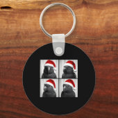 Funny Christmas Eclectus Parrot Santa Photo Booth  Sleutelhanger (Voorkant)