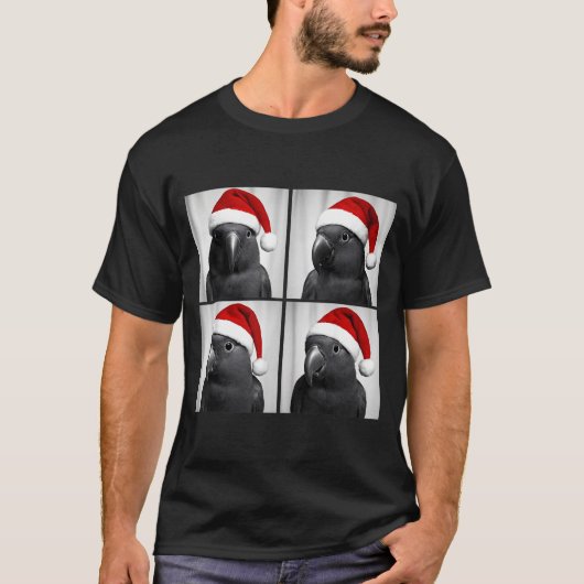 Funny Christmas Eclectus Parrot Santa Photo Booth T-shirt (Voorkant)